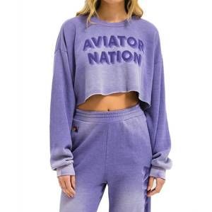 Aviator Nation Lavender Ombre Cropped Crewneck Sweatshirt